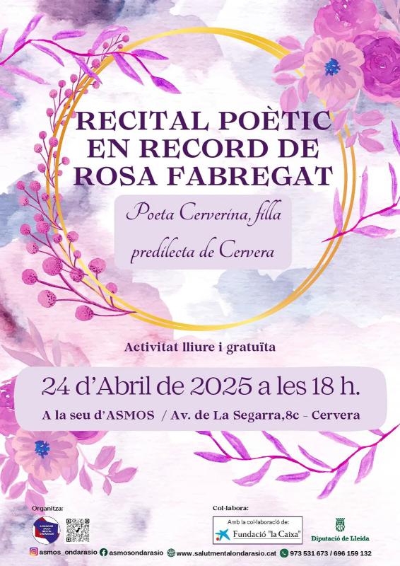 recital poètic Setmana cultural Sant Jordi 2025 a Cervera - Cervera