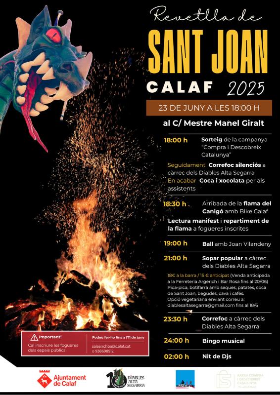cartell Revetlla de Sant Joan 2025 a Calaf