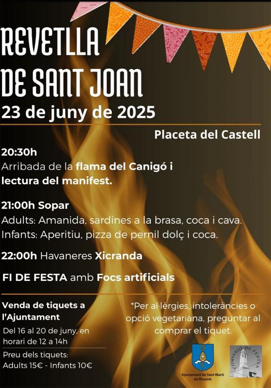 cartell Revetlla de Sant Joan 2025 a Sant Martí de Riucorb