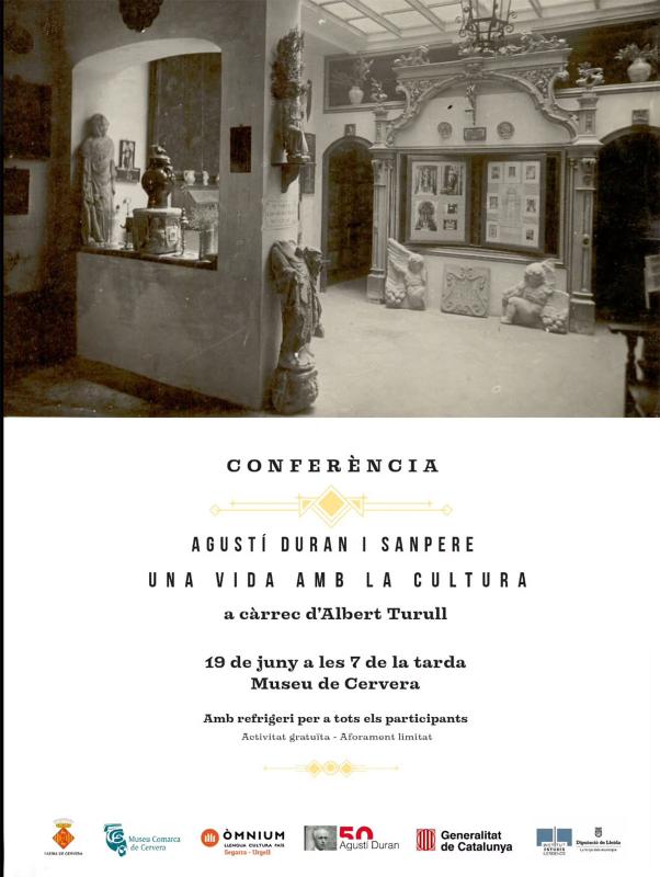 cartell Conferència 'Agustí Duran i Sanpere, una vida amb la Cultura'