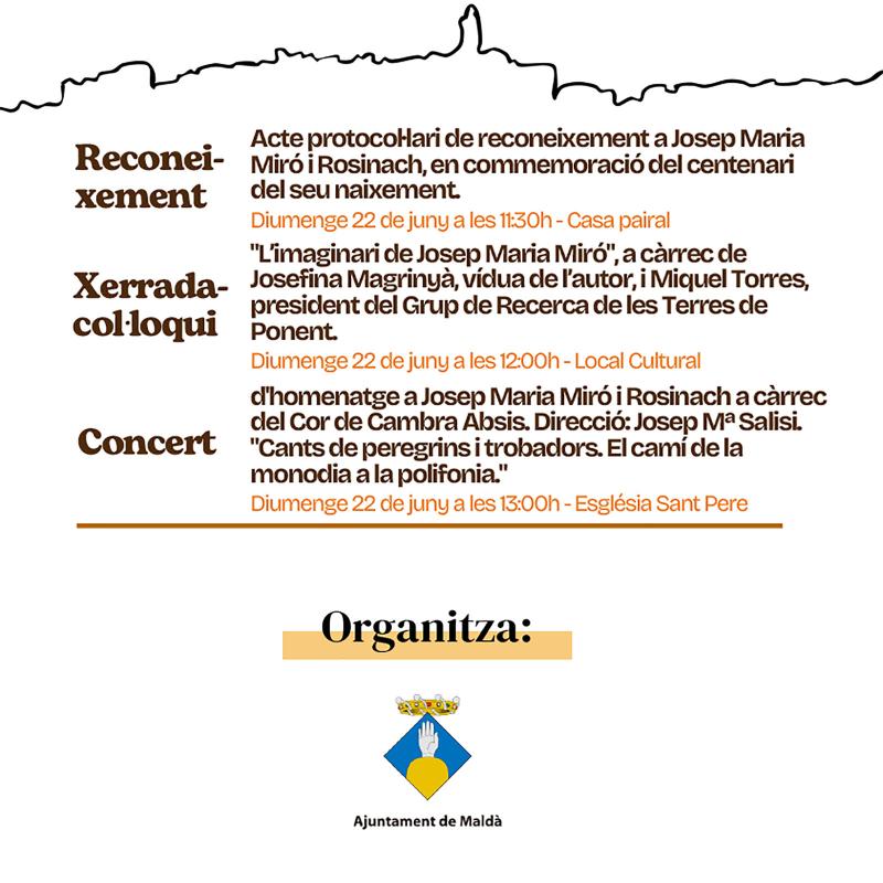 cartell Centenari del naixement de Josep Maria Miró i Rosinach