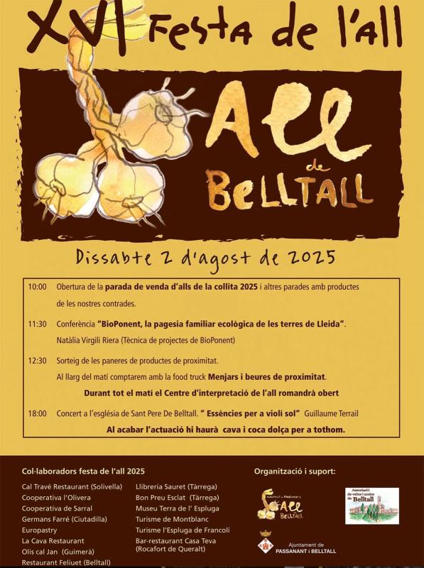 cartell XVIa Festa de l'all de Belltall cartell XVIa Festa de l'all de Belltall