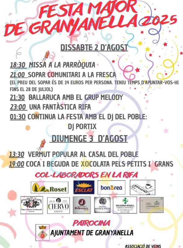 cartell Festa Major de Granyanella 2025 cartell Festa Major de Granyanella 2025