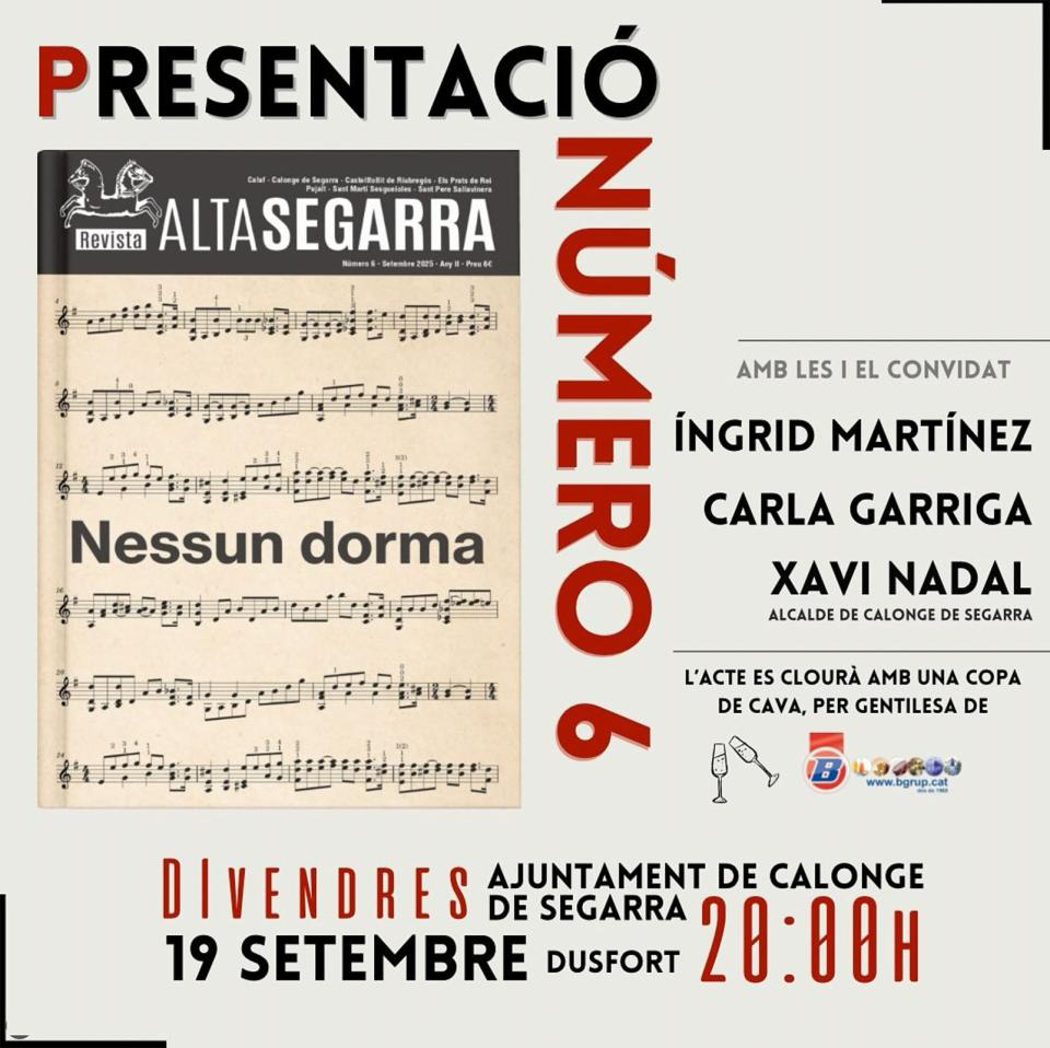 cartell Presentació de la Revista Altasegarra 6