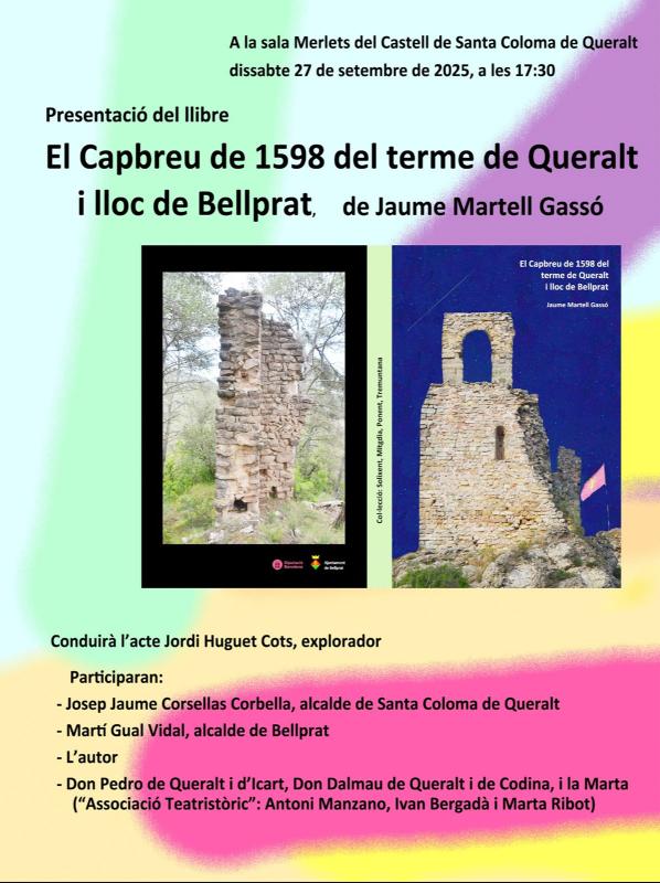 cartell Presentació del llibre ' El Capbreu de 1598 del terme de Queralt i lloc de Bellprat'