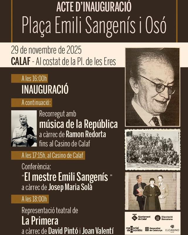 cartell Inauguració de la plaça Emili Sangenís i Osó