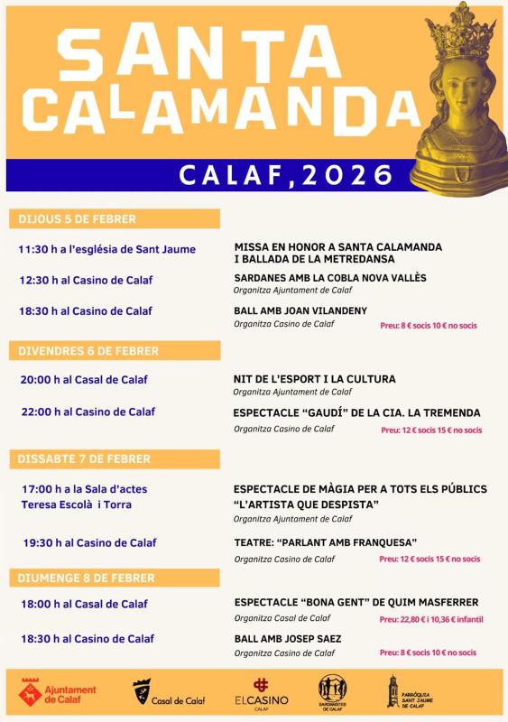 cartell Festa Major de Santa Calamanda 2026