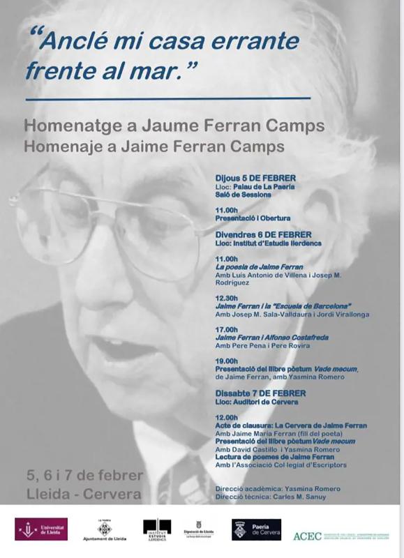 cartell Homenatge al poeta Jaume Ferran i Camps - Cervera cartell Homenatge al poeta Jaume Ferran i Camps - Cervera