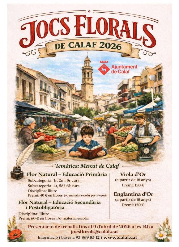 Calaf convoca una nova edició dels Jocs Florals - Calaf