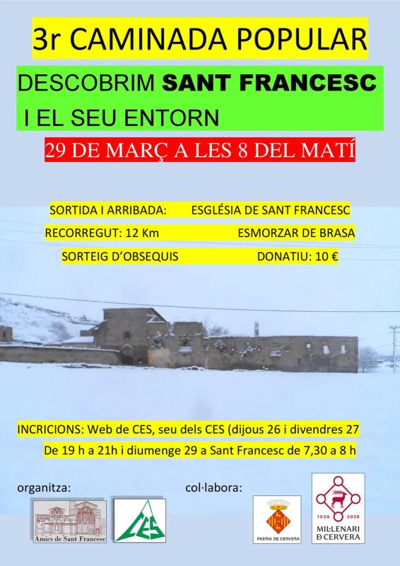 cartell 3a Caminada popular “Descobrim Sant Francesc i el seu entorn”