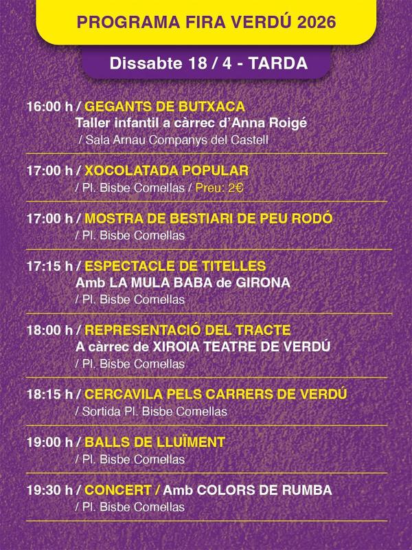 Programa tarda Fira Verdú 2026
