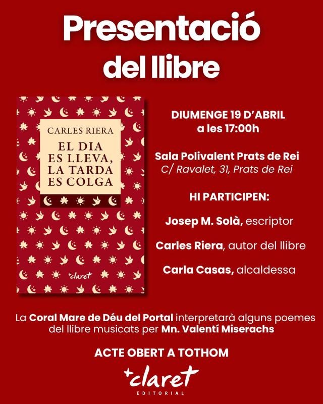 cartell Presentació del llibre 'El dia es lleva, la tarda es colga' 