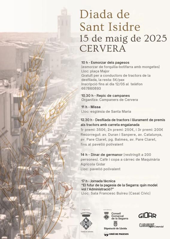 cartell Diada de Sant Isidre a Cervera 2026