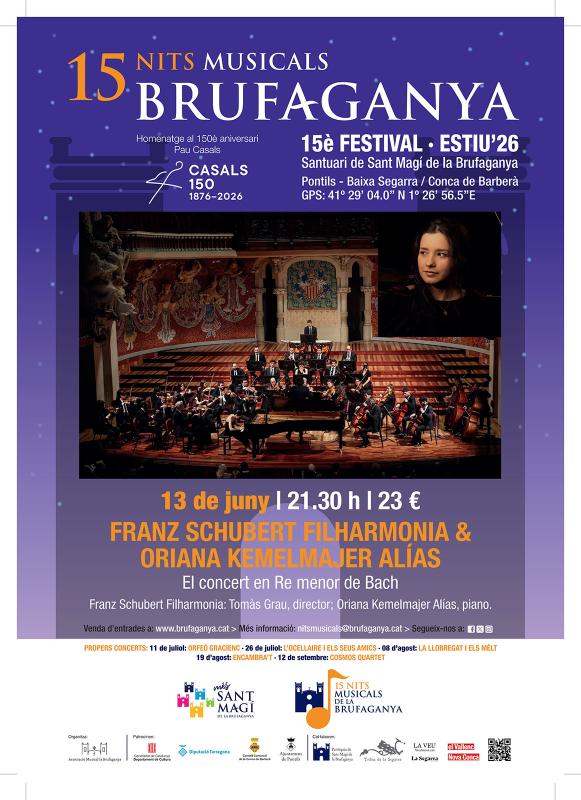 cartell Concert de Franz Schubert Filharmonia & Oriana Kemelmajer Alías - Rocamora i Sant Magí de la Brufaganya