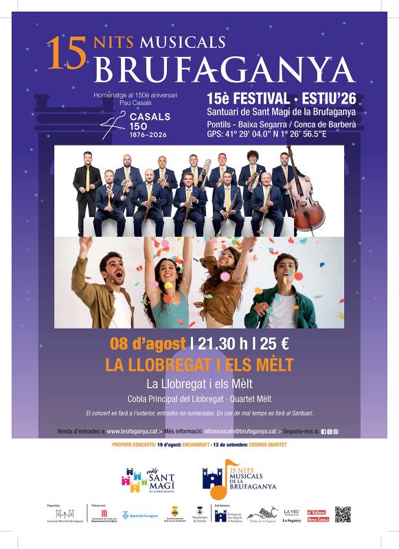 cartell Concert de Cobla La Principal del Llobregat i el Quartet Mèlt - Rocamora i Sant Magí de la Brufaganya