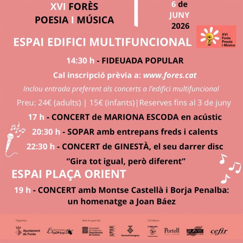programa XVI Forès Poesia i Música