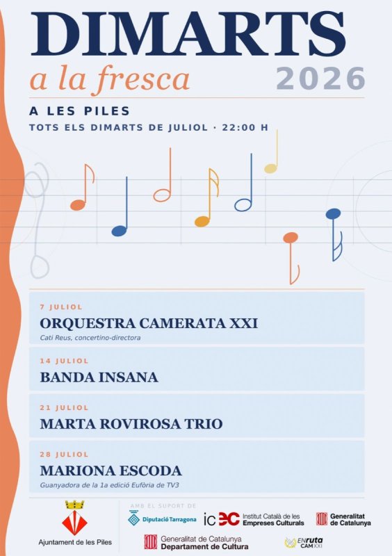 cartell Dimarts a la fresca a Les Piles