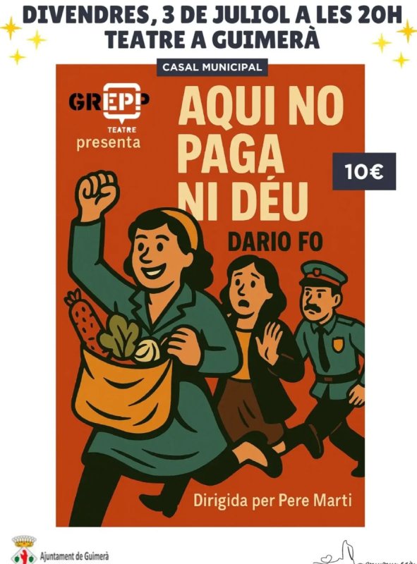 cartell Teatre 'Aquí no paga ni Déu!'
