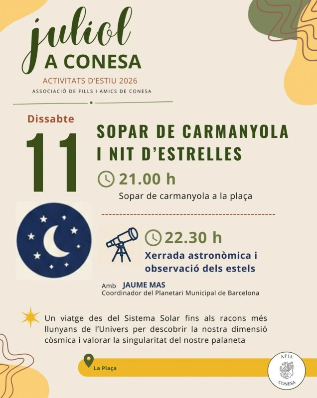 cartell Sopar de carmanyola i nit d'estrelles