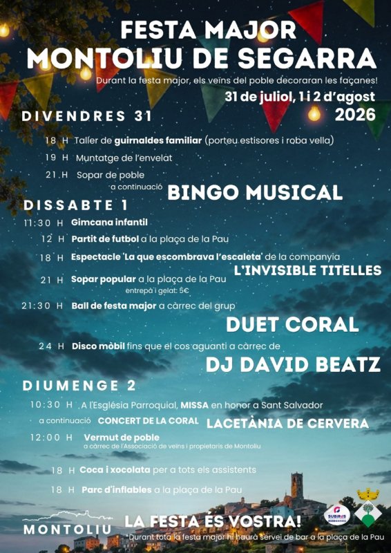 cartell Festa Major de Montoliu de Segarra 2026