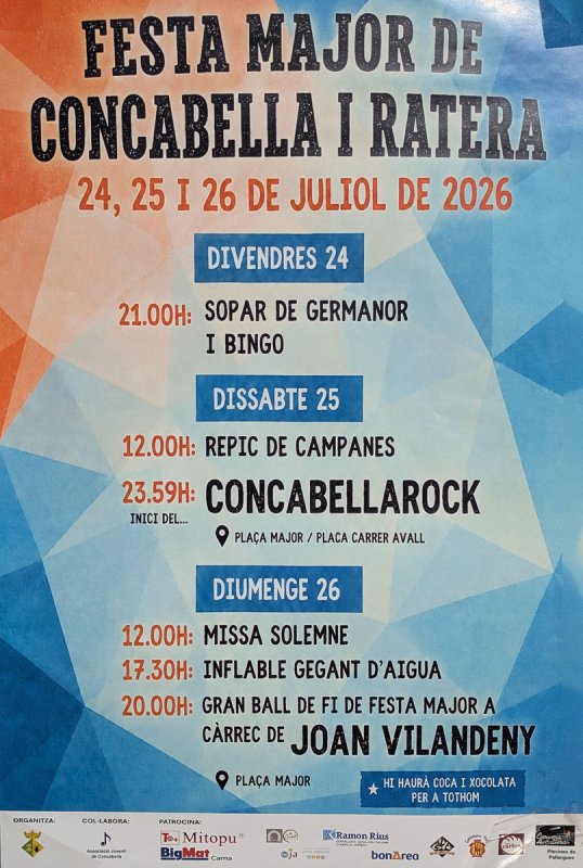 cartell Festa Major de Concabella i Ratera 2026