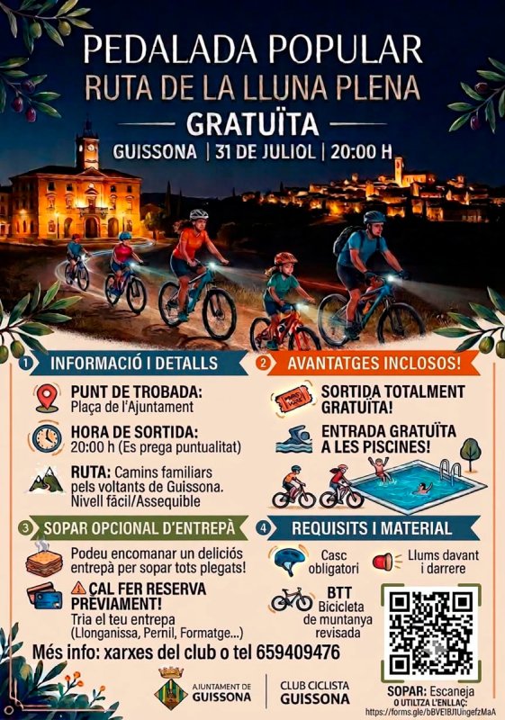 cartell Pedalada nocturna Ruta de la Lluna plena