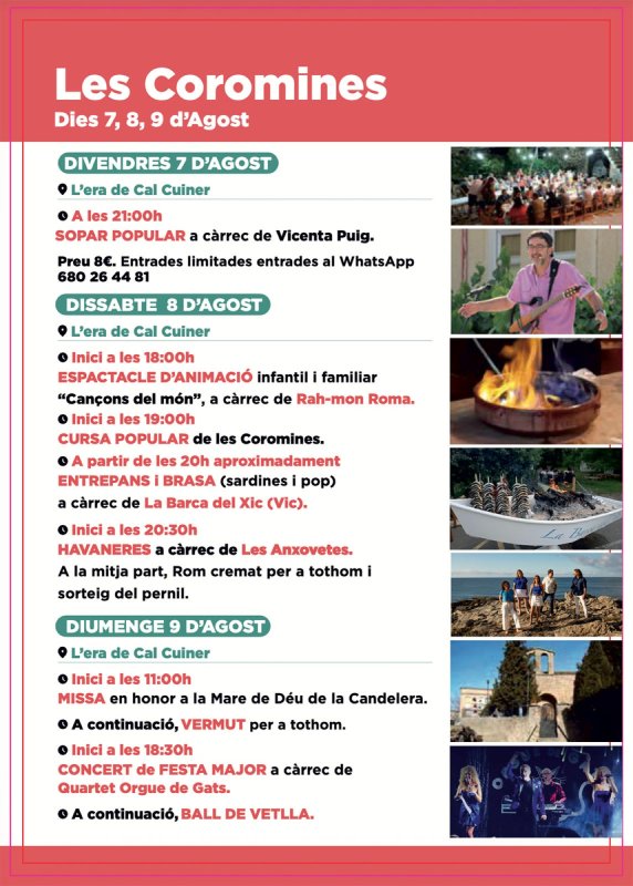 programa Festa Major de Les Coromines 2025