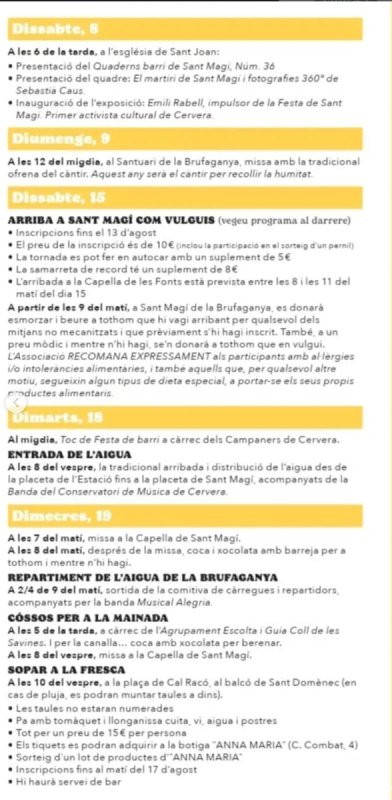 programa Festa de Sant Magí 2026