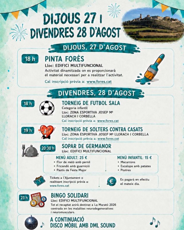 disvendres Festa Major de Forès 2026
