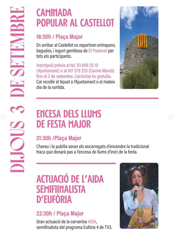 dijous  Festa Major de Montmaneu 2026