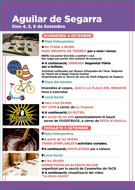 divendres i dissabte Festa Major d'Aguilar de Segarra 2026