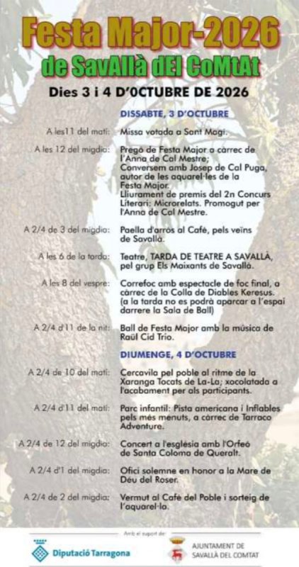 cartell Festa Major de Savallà del Comtat 2026