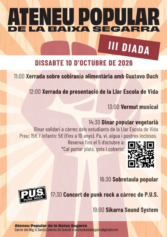 cartell III Diada de l'Ateneu Popular Baixa Segarra