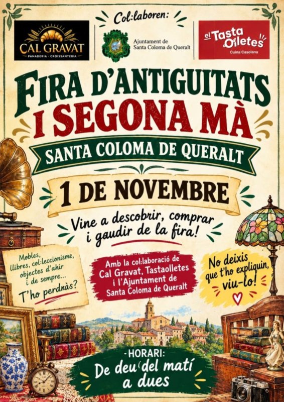 cartell Fira d'antiguitats i segona mà