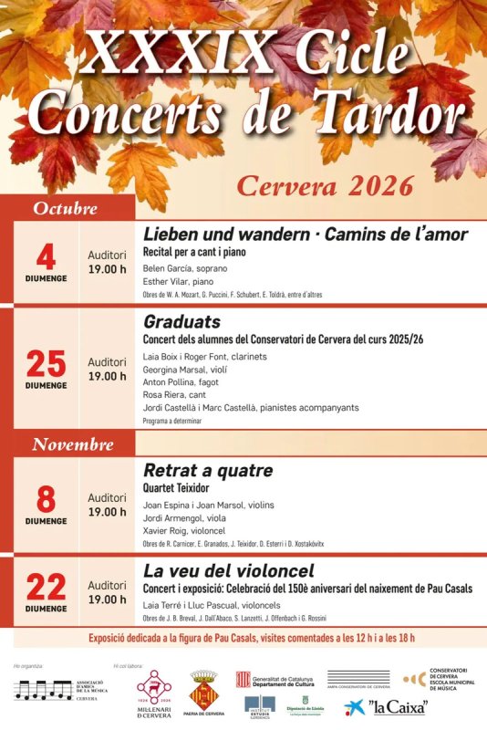cartell Concert dels alumnes graduats al Conservatori de Cervera el curs 2025-2026 - Cervera