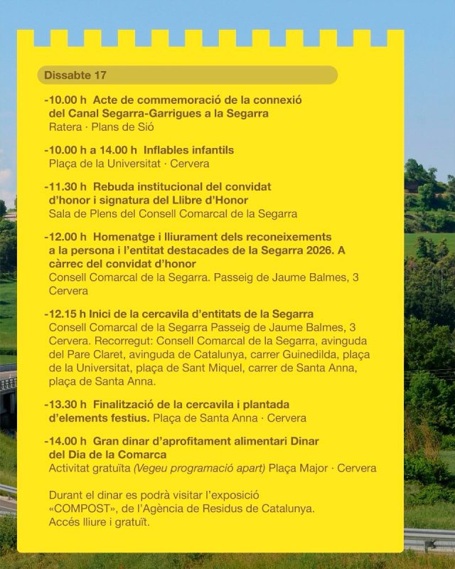 programa dissbte 6è Dia de la comarca de la Segarra