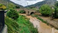 La llevantada deixa pluges generoses a la Segarra. El riu Llanera al pas per Torà