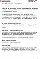 Preguntes sobre les restriccions a les activitats laborals no essencials per la COVID-19. Situació de permís retribuït recuperable