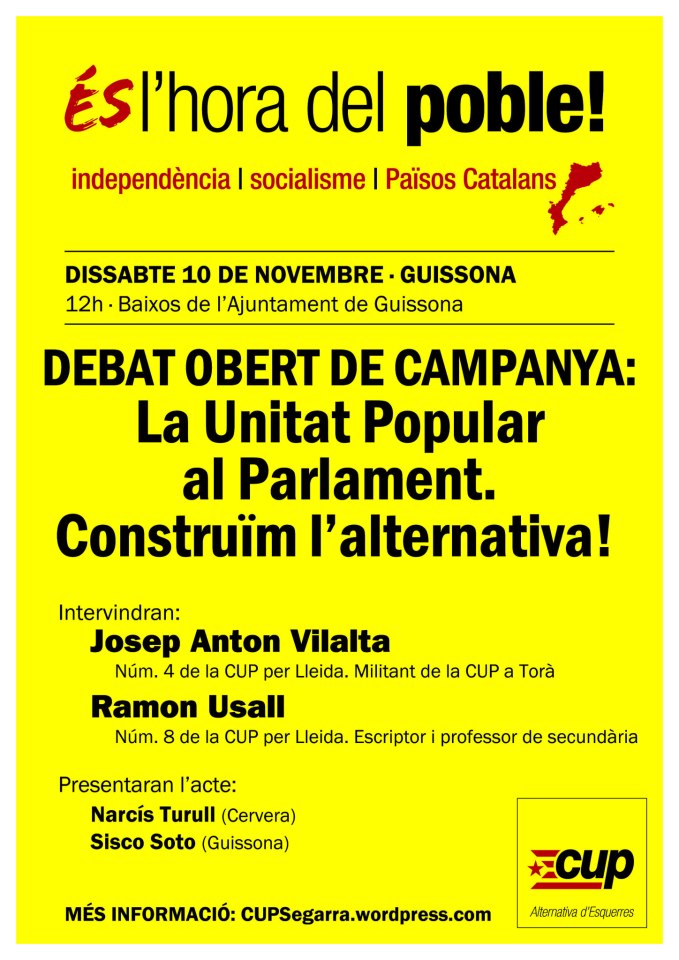 cartell Debat La Unitat Popular al Parlament