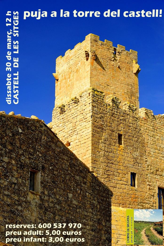 cartell puja a la torre del Castell de les Sitges