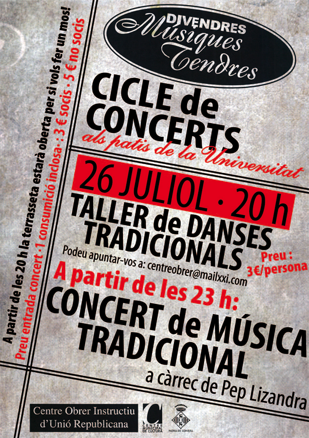 cartell Músiques Tendres 2013, taller de danses