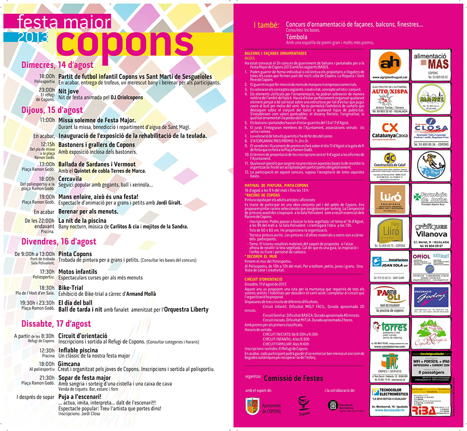 cartell Festa major Copons 2013