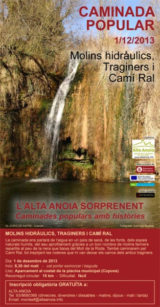 cartell Caminada Molins hidràulics, traginers i Camí Ral