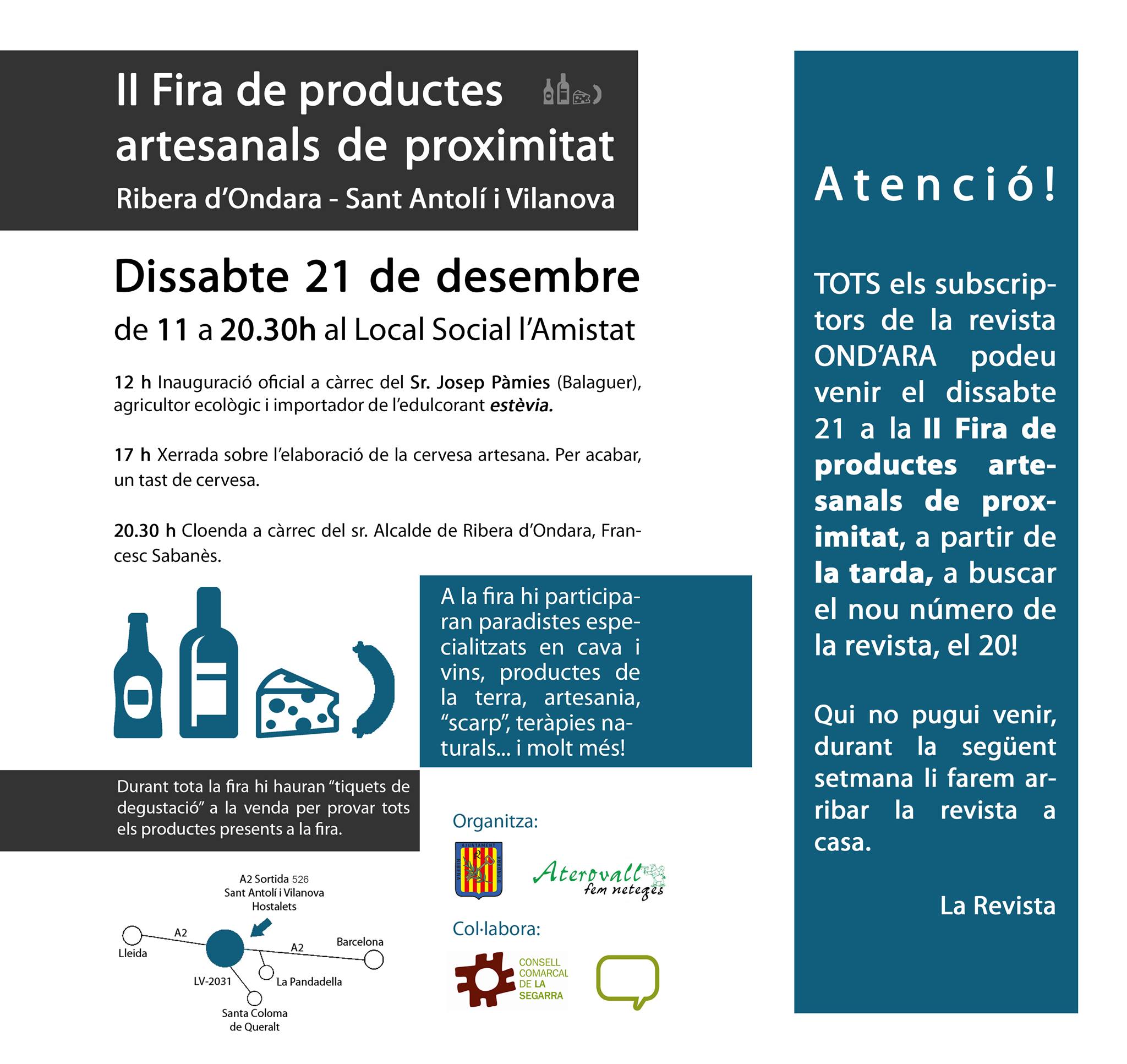 cartell Fira de productes artesanals i de proximitat a Sant Antolí