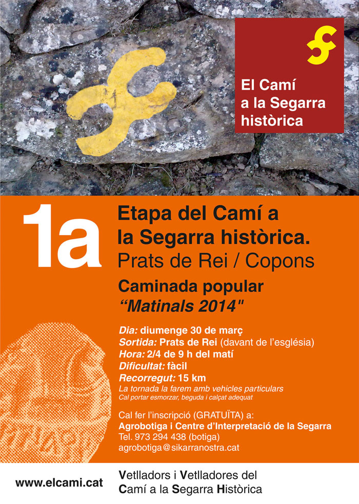 cartell 1a Etapa del Camí a la Segarra històrica / Els Prats de Rei - Copons