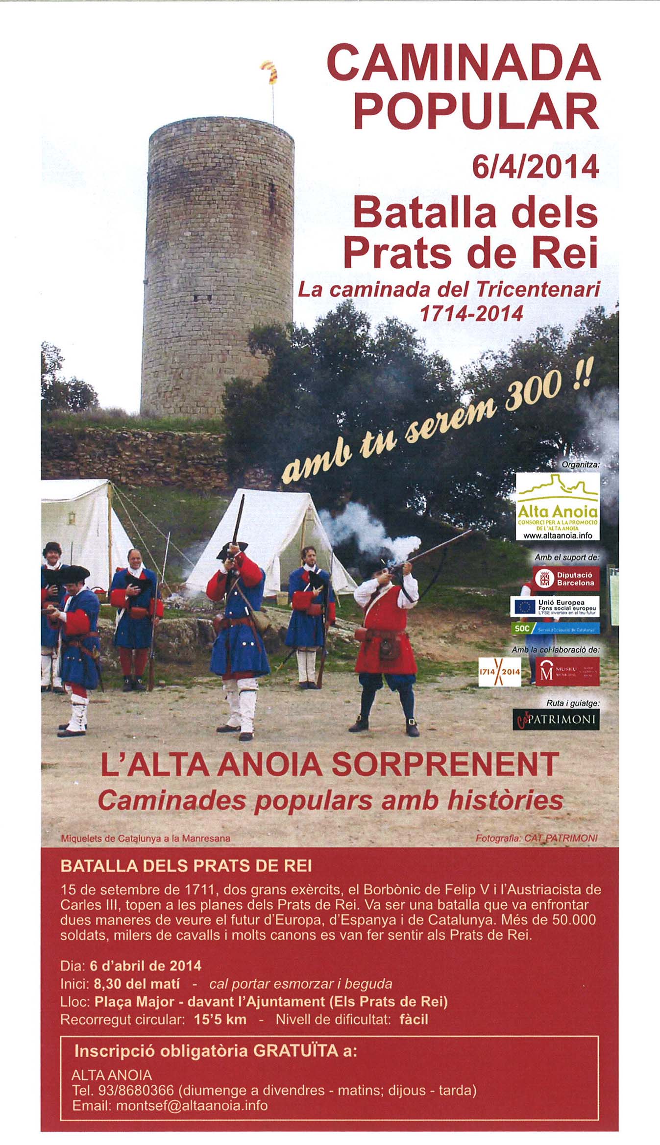 cartell caminada del Tricentenari a la ruta de la Batalla dels Prats de Rei