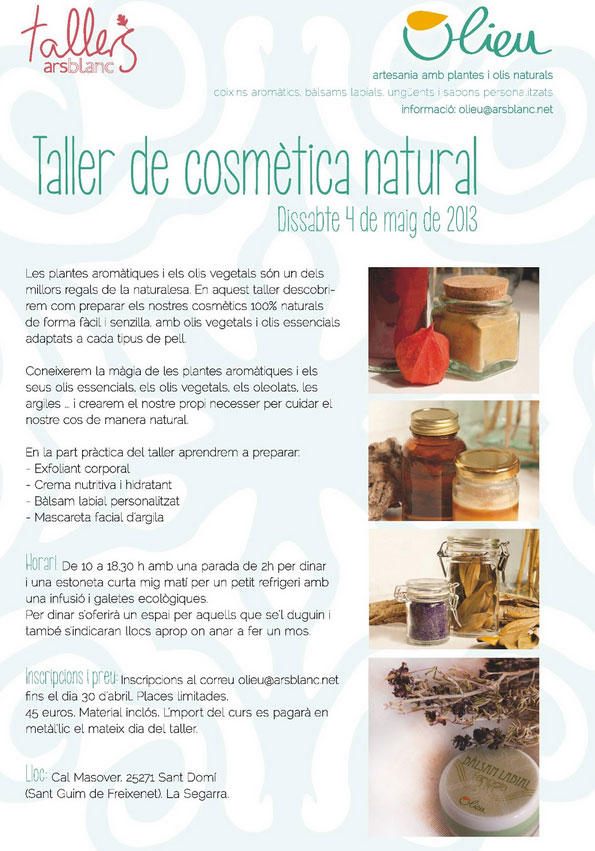 cartell Taller de cosmètica natural