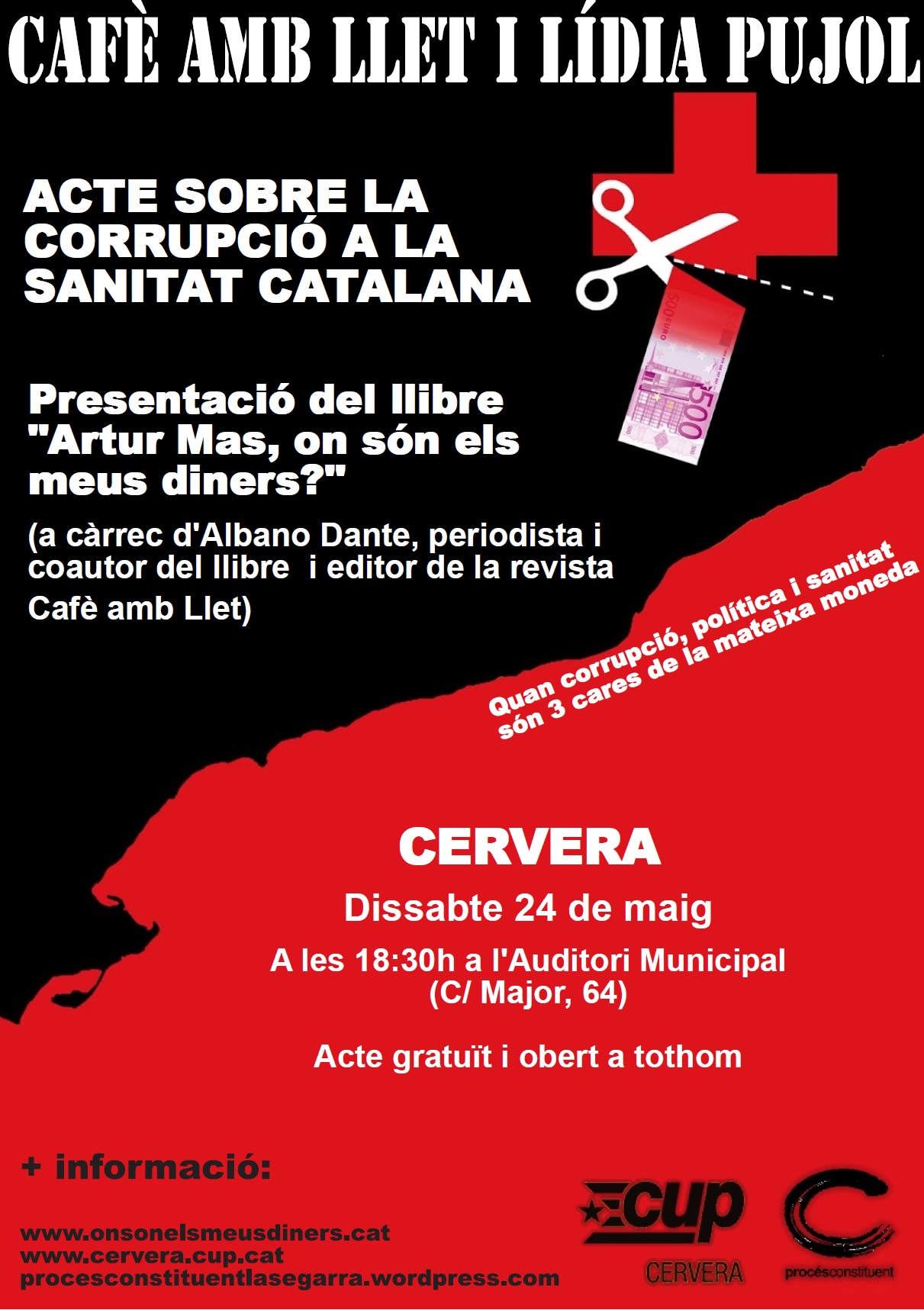 cartell presentació del llibre Artur Mas: on són els meus diners?