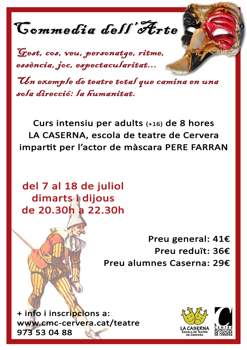 cartell Curs intensiu de Commedia dell'´Arte