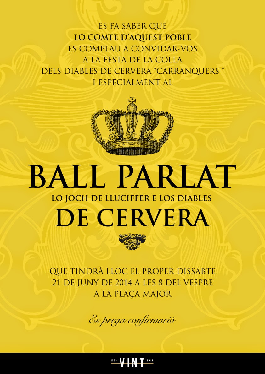 cartell Ball Parlat dels Diables de Cervera Carranquers